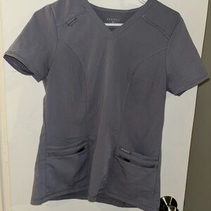 Jaanuu Gray V-Neck Scrub Top